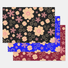 Quirky Retro Floral Pattern Inpakpapier Vel