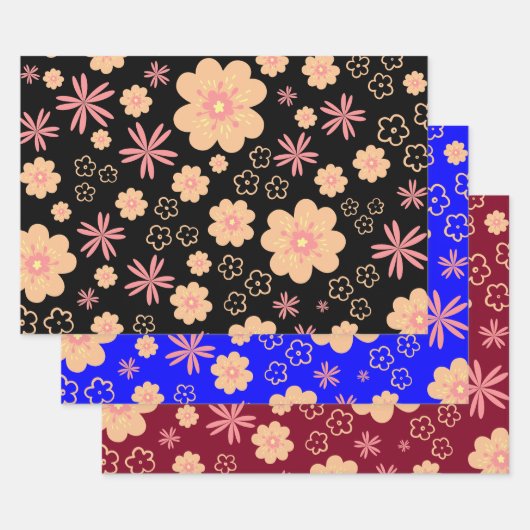 Quirky Retro Floral Pattern Inpakpapier Vel (Set)