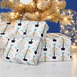 Quirky Retro Holiday Kerstmis Middeleeuwse eeuw Cadeaupapier