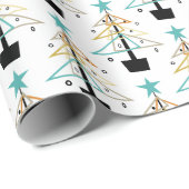 Quirky Retro Holiday Kerstmis Middeleeuwse eeuw Cadeaupapier (Rol Hoek)