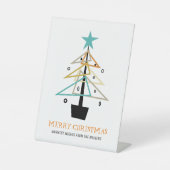 Quirky Retro kerstboom Middeleeuwse feestdag Reclamebord Met Voetstuk (Voorkant)