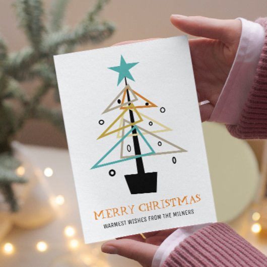 Quirky Retro kerstboom midden midden eeuw modern Feestdagenkaart