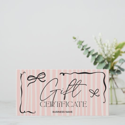 Quirky Retro Pink Hand-Drawn Bow Gift Certificate (Staand voorkant)