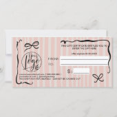 Quirky Retro Pink Hand-Drawn Bow Gift Certificate (Achterkant)