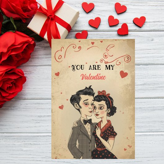 Quirky Retro Vintage Valentine's Day Feestdagenkaart