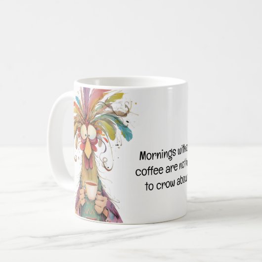 Quirky Rooster Coffee Humor Koffiemok (Voorkant links)
