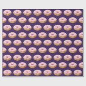Quirky roze gelaagde donuts Pattern Paars Cadeaupapier (Vlak)