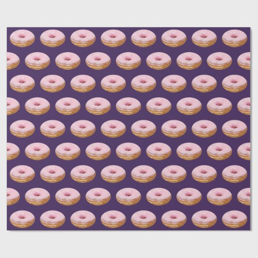 Quirky roze gelaagde donuts Pattern Paars Cadeaupapier (Vlak)