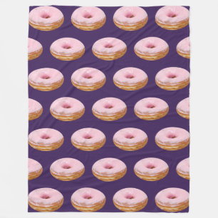 Quirky roze gelaagde donuts Pattern Paars Fleece Deken