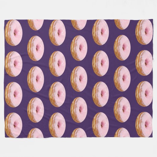 Quirky roze gelaagde donuts Pattern Paars Fleece Deken (Voorkant (Horizontaal))