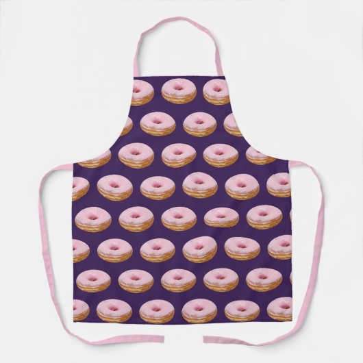 Quirky roze gelaagde donuts Pattern Paars Schort (Voorkant)