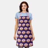 Quirky roze gelaagde donuts Pattern Paars Schort (Gedragen)
