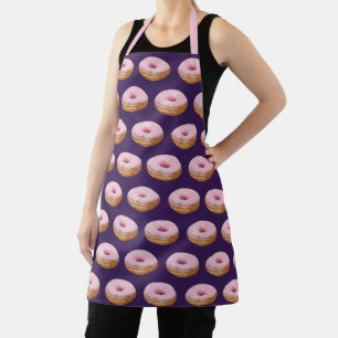 Quirky roze gelaagde donuts Pattern Paars Schort