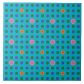 Quirky roze poka Dots on Turquoise Background Tegeltje (Voorkant)