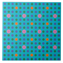 Quirky roze poka Dots on Turquoise Background Tegeltje
