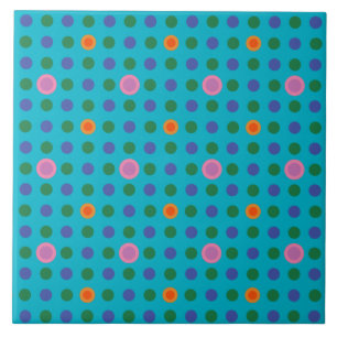Quirky roze poka Dots on Turquoise Background Tegeltje