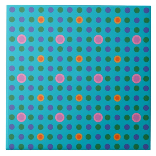 Quirky roze poka Dots on Turquoise Background Tegeltje (Voorkant)