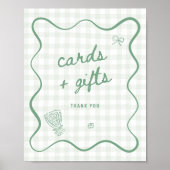 Quirky Sage Green Gingham Kaarten en geschenken Poster (Voorkant)