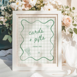 Quirky Sage Green Gingham Kaarten en geschenken Poster