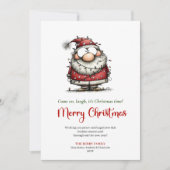Quirky Santa Cartoon Festive Christmas Greeting Feestdagenkaart (Voorkant)