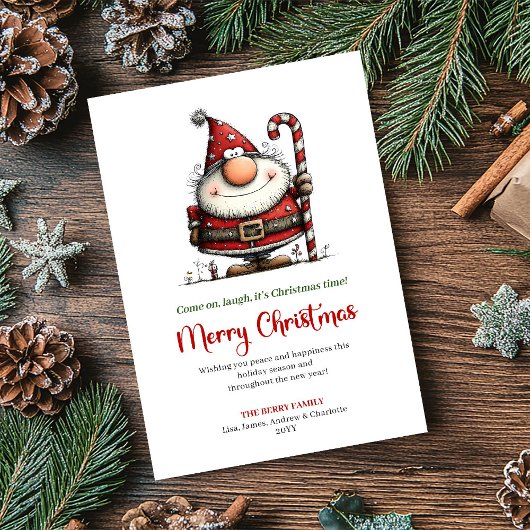 Quirky Santa Cartoon Funny Christmas Greeting Card Feestdagenkaart