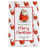 Quirky Santa Claus cheerful holiday gift bags Medium Cadeauzakje (Voorkant)