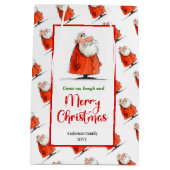 Quirky Santa Claus cheerful holiday gift bags Medium Cadeauzakje (Achterkant)