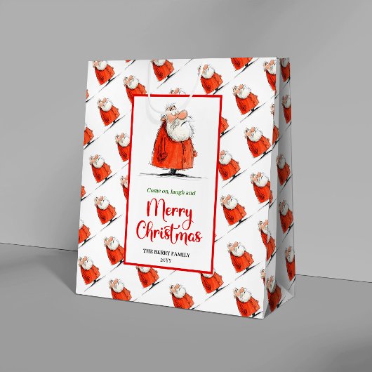Quirky Santa Claus cheerful holiday gift bags Medium Cadeauzakje