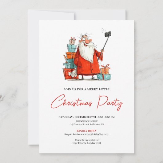 Quirky Santa Claus Editable Christmas Party Invite Kaart (Voorkant)