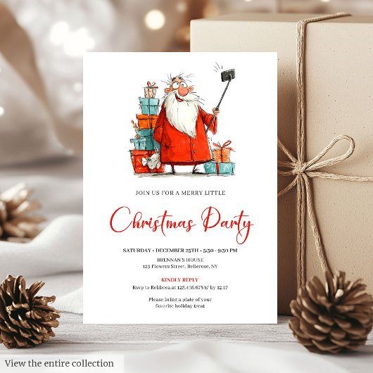 Quirky Santa Claus Editable Christmas Party Invite Kaart
