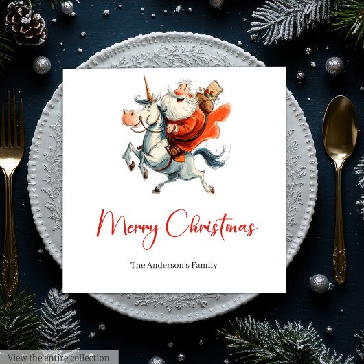 Quirky Santa Claus Funny Christmas Dinner Napkins Servet