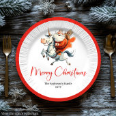 Quirky Santa Claus Funny Christmas Party Plates Papieren Bordje