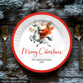 Quirky Santa Claus Funny Christmas Party Plates Papieren Bordje