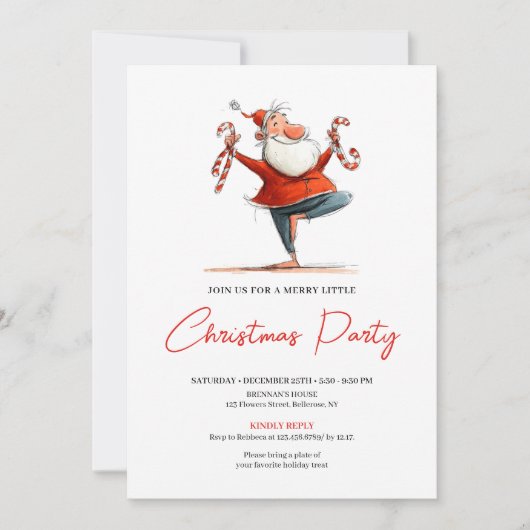 Quirky Santa Claus Funny Printable Party Invite Kaart (Voorkant)