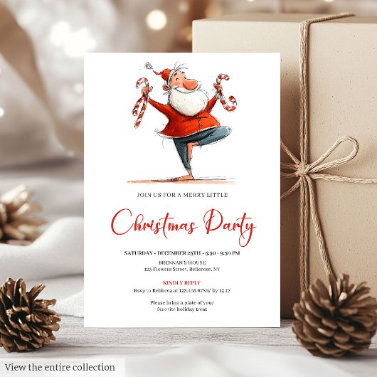 Quirky Santa Claus Funny Printable Party Invite Kaart