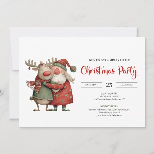Quirky Santa Claus modern festive holiday invite Kaart (Voorkant)