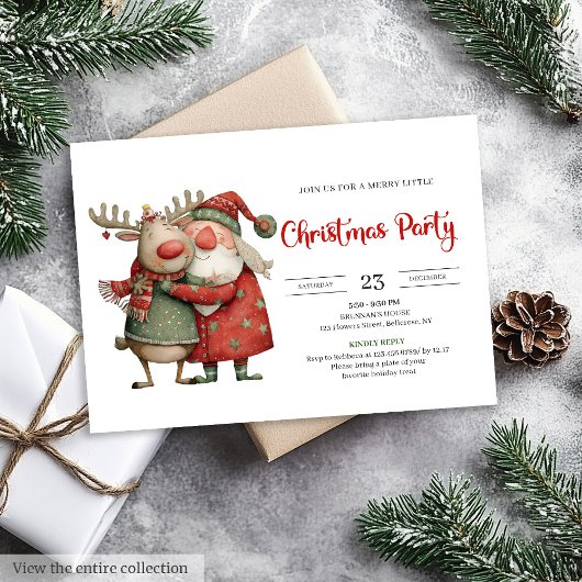 Quirky Santa Claus modern festive holiday invite Kaart
