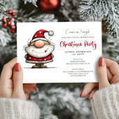 Quirky Santa Hand Lettering Christmas Invitation Kaart