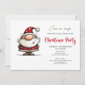Quirky Santa Hand Lettering Christmas Invitation Kaart (Voorkant)