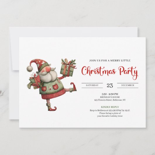 Quirky Santa Watercolor Kids Celebration Party  Kaart (Voorkant)