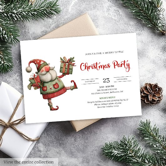 Quirky Santa Watercolor Kids Celebration Party  Kaart