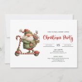 Quirky Santa Watercolor Scandinavian Party Invites Kaart (Voorkant)
