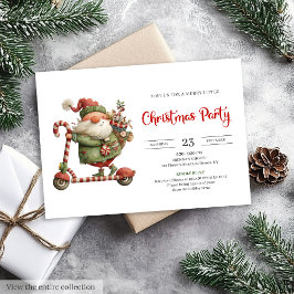 Quirky Santa Watercolor Scandinavian Party Invites Kaart