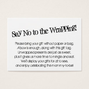 Quirky Say No to Wrapping Baby shower Cadeaukaart Visitekaartje