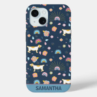 Quirky Schattige Dog Rainbow Pattern Blue Geperson