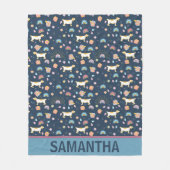 Quirky Schattige Dog Rainbow Pattern Blue Geperson Fleece Deken (Voorkant)