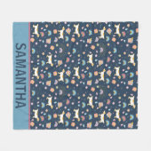 Quirky Schattige Dog Rainbow Pattern Blue Geperson Fleece Deken (Voorkant (Horizontaal))