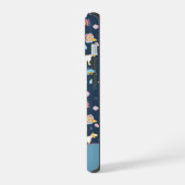 Quirky Schattige Dog Rainbow Pattern Blue Geperson iPhone 15 Case (Linkerkant)