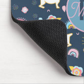 Quirky Schattige Dog Rainbow Pattern Blue Geperson Muismat (Hoek)