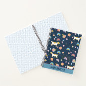 Quirky Schattige Dog Rainbow Pattern Blue Geperson Notitieboek (Binnen)